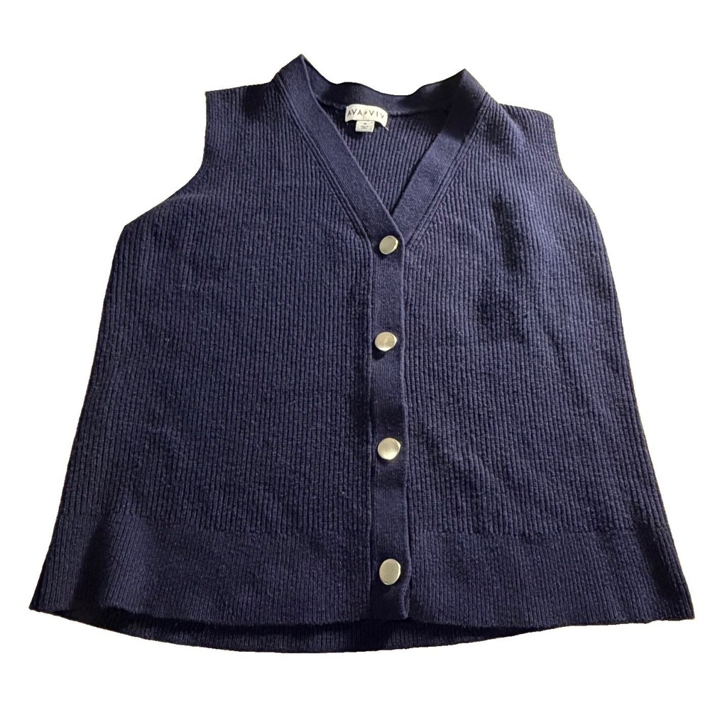 Ava & Viv Navy Blue‎ Sweater Vest Featuring A V-neckline Size 1X Button Down